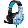 TechMade Cuffie Gaming Techmade TM-FL1-CAMBLU Blu Camo PC/Console + Microfono