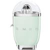 Smeg, Spremiagrumi Elettrico CJF01PGEU, Spremitura a Pressione Manuale, Beccuccio Antigoccia e Cono Universale, Base Antiscivolo, Avvolgicavo Integrato, 70W, Verde Pastello