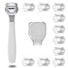 FYACCD Kit per Pedicure Raschietto con 10 Lame D'argento, Callus Remover, Rimuovi Calli Piedi, Coltelli per Pedicure Multifunzione