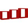 MODULARREDO | INCUBO Set di 3 Mensole da Muro, Cubi Arredo, Mensole Cubo, Cubi da Parete, 35x35 30x30 25x25 p15.5 cm, Rosso, Kit Tasselli Incluso - Made in Italy