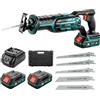 Stanew Seghetto alternativo,STANEW sega universale, 5 Lame per Taglio Legno e Metallo,2x Batería de Litio 2000mAh 20V, cambio lama senza attrezzi+guanti professionali +valigia