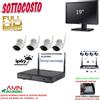 AMN SICUREZZA KIT VIDEOSORVEGLIANZA WIRELESS FULL HD 500g IP 4 TELECAMERE 2MP WIFI MONITOR 19