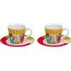 BACI MILANO Set 2 Tazzine Caffè Con Piattino Ventagli