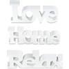levandeo Set di 3 Scritte in Legno Love Home Relax - Bianco Antico Shabby Vintage - Espositore Lettere Immagine Decorazione