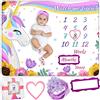 Happy Chlea Coperta Mesi Neonato Femmina con Cornici e Fascia Inclusa, Tappeto Mesi Neonato Femmina a Tema Unicorno, Lavabile, Antimicrobico, Morbido e Certificato Oeko-Tex