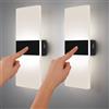VOMI Lampada da Parete a Batteria, 2 Pezzi LED Applique da Parete con Interruttore di Controllo Tattile, USB Ricaricabile Luce Illuminazione da parete per Soggiorno Camera Corridoio Scale, Nero-6000K