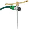 Relaxdays Irrigatore da Giardino con Picchetto, Spruzzatore Rotante, 2 Bracci, Getto 12m, Ugelli Regolabili, Oro Argento, Ferro