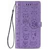 Fertuo Cover Xiaomi Redmi Note 8T, Custodia Portafoglio a Libro in Pelle Flip Cover con Porta Carte, Chiusura Magnetica [Disegni di Gatto Cane] Case Antiurto per Redmi Note 8T, Viola