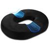 Emoobin Cuscino per sedia a forma di ciambella memory foam per sedia da ufficio, seggiolino auto e sedia a rotelle, 18 pollici, nero
