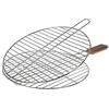 RUECAB 1092 Griglia Rotonda per Il Barbecue, in Acciaio Inox, Manico in Legno Argento, Dimensioni: 2,5 x 38 x 67 cm