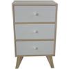 King Collection C1708003 Mobiletto 3 Cassetti in Legno di Paulownia con Piedini in KD