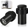 TOKPLNU Fermaporta a pavimento, nero, resistente, in acciaio inox, moderno, protezione da parete, decorativo, in gomma solida, per battiscopa, 65 mm, confezione da 2