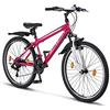 Chillaxx Bike Escape Premium Mountain Bike in bicicletta da 24 e 26 pollici, per ragazze, ragazzi, uomini e donne, cambio a 21 marce (26 pollici, freno a V bianco rosa)