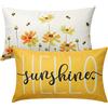 Weldomcor Set 2 Copricuscini 30x50 cm, Federe Decorativi Fiore Rettangolare Cotone Biancheria con Cerniera Invisibile Rinforzata Fodera per Cuscini Divano Sedia Camera da Letto Cuscini