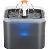 AONBOY Fontanella per Gatti Grigio: Fontana per Gatti Automatico - 2L Dispenser Acqua Gatto- 3 Tipi di Acqua Corrente