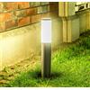 CGC Lighting Lampada da giardino per vialetto da esterno, applique a led con lampione (Argento, Medio)