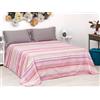 Baroni Home Copriletto Primaverile Estivo in Misto Cotone Piquet, Trapunta Estiva Matrimoniale 260x260 cm - Righe Rosa