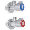 Lazardo Set di 2 rubinetti angolari in acciaio inox per display rosso blu uscita 3/8 attacco a parete 1/2