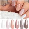 Vishine Smalto Semipermanente, 6 Colori Trasparente Nudo Bianco Albicocca, Smalto Gel Soak Off UV LED Manicure Set Regalo 8ml