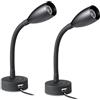 Obeaming 2 x Lampade da Lettura a LED 12V Dimmerabile Spot Camper Barca Lampada da Parete da Comodino 24V Flessibile a Collo di Cigno, Per Caravan Furgone, con Caricatore USB&Interruttore Dimmer