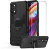 DERHAN Cover per Realme 7 Pro con Vetro Temperato, Custodia Protettiva Resistente Antiurto Robusta Case con Supporto Magnetico Rotante a 360° - Nero