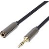 PremiumCord Cavo Di Prolunga Jack HQ da 3,5 mm, Spina Jack da 3,5 mm, Spina Stereojack Alla Presa, Cavo Prolunga Audio Per Cuffie Aux, Schermato, Connettore In Metallo, M/F, Lunghezza 1,5 m