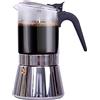 VeoHome Classica Caffettiera Moka Italiana 360ml - Vetro in Cristallo di Lusso e Acciaio Inossidabile, Lavabile in Lavastoviglie