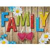 Abillyn - Kit per ricamo a punto croce, in legno, con scritta Family and Love e cuori stampati con motivo stampato (famiglia)