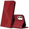 ZONNAVI Cover per iPhone 11, Flip Custodia Pelle PU con [Slot Cart] [Supporto Stand] [Magnetica], Cover a Libro Portafoglio per iPhone 11 (Rosso)