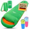 MOUNTREX Sacco a pelo per bambini - portatile come uno zaino - (175 x 70 x 45 cm) - per esterni, viaggi, campeggio, sacco a pelo leggero e compatto - 100% cotone fodera interna
