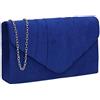 SwankySwans Womens Iggy scamosciata velluto Envelope party Prom pochette frizione, blu (Blue (Royal Blue)), Taglia unica