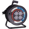 Electraline 49125 - Avvolgicavo H05VV-F 3G1,5, 25 m, con 4 prese Schuko, scatola per cavi con cavo di prolunga/avvolgitore con manovella, nero, nero