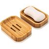 GUANJUNE 2 Pezzi Portasapone in Legno Naturale di Bambù per la Conservazione degli Accessori delle Spugne della Cucina del Bagno