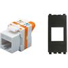TechLy presa di rete RJ45 UTP Cat.6 tooless + Vimar Eikon nera