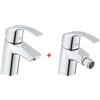 Grohe set miscelatore lavabo bidet Grohe Eurosmart con pilette scarico, finitura cromo - 33265002 - 32929002