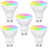 Fitop Lampadine Alexa Inteligente LED GU10, Dimmerabile Lampadina Smart 4.7W=50W, RGB & 2200K-6500K Bianco Freddo Caldo, Compatibile con Alexa/Google Home/Siri, Controllo APP, 5 pezzi