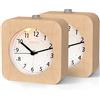 aboveClock Sveglia da Comodino Analogica, Orologio da Tavolo in Legno Sveglia senza Ticchettio, Sveglia Silenziosa Vintage con Funzione Snooze, Luce Notturna【2 Pack】