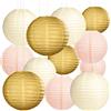 YBwanli12Pezzi lanterne di carta,lanterne cinesi,mongolfiera da appendere,applica aDecorazioni da Appendere perGiardinoFestadi CompleannoFamigliaRiunioni PatioDecorazionecolor oro/Bianco avorio/rosa