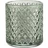 Wenko Bicchiere portaspazzolini Atessa menta in vetro con strutturata a piccoli rombi per strumenti per l'igiene dentale per stanza da bagno e WC ospiti, 7,5 x 10 cm
