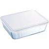 PYREX Cook&Freeze Contenitore Quadrato con Coperchio, Vetro, Bianco, 0,85  Litri, borosilicato, Trasparente