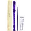 World Rhythm WR-804 Flauto dolce per scuola, flauto soprano in tre pezzi, con scovolino per pulizia, tabella per diteggiatura e custodia - Viola
