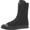 rismart Donna Tela Stivali Metà Polpaccio Punk High Tops Stringate Scarpe(Nero-pizzo,40 EU)