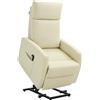 HOMCOM Poltrona Alzapersona con Telecomando, Schienale Reclinabile a 145° e Poggiapiedi in Similpelle, 67x95x105 cm, Color Crema | Aosom Italy