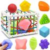 Mailesi Giocattolo per Selezionare Le Forme per 6 9 12 Mesi Bambino, Casella di Smistamento Sensoriale con Elastici Montessori Educativi Precoci Giocattoli con 3 Palle Sensoriali 6 Pezzi Struttura Palle