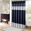 Madison Park Tende da bagno in finta seta a righe moderne in microfibra, poliestere, blu navy, 182,9 cm di larghezza x 182,9 cm di lunghezza (confezione da 1)