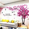 guangmu Albero Adesivo da Parete, Alberi e Uccelli 3D Adesivi Murali Arts Wall Sticker Decorativi per TV Par, Camera da Letto, Ufficio(Rosa Destra,M-250 * 130cm)