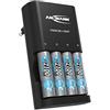 ANSMANN Caricatore per batterie ricaricabili - per stilo AA e pile micro AAA - 4 batterie AA 2100mAh incluse - indicatori LED diagnosi batteria
