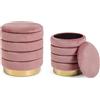 Bizzotto Set2 pouf contenitore in legno rosa antico - darina