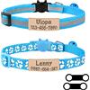 Uiopa 2pcs Collarino Gatto Antistrozzo + 2pcs Targhetta Cane con Incisione, Collare Gatto Personalizzato, Fibbia di Sicurezzae Campana, Collare Cane Taglia Piccola con Medaglietta (Cielo blu)