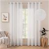 MIULEE Tende Voile Lino Trasparenti Bianche Soggiorno con Occhielli per Camerette Salotto Moderne Eleganti Finestre di Casa 140X145 CM 2 Pannelli Bianco